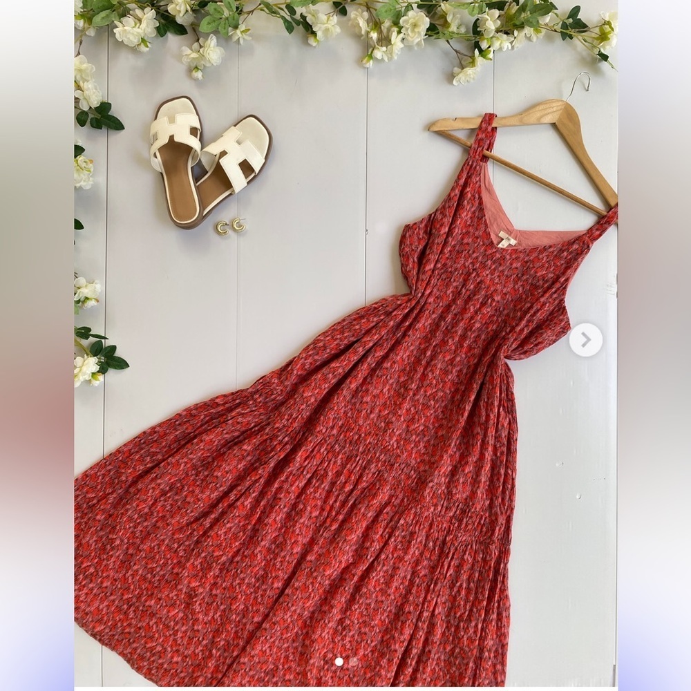 Joie Orange and red Patterned Maxi Dress